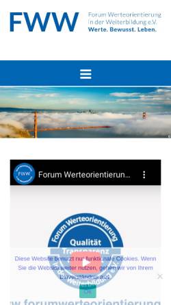 Vorschau der mobilen Webseite www.forumwerteorientierung.de, Forum Werteorientierung in der Weiterbildung e.V. - Klaus Dannenberg