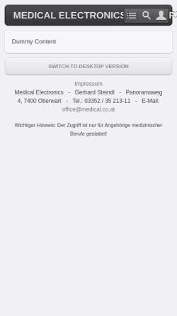 Vorschau der mobilen Webseite www.medical.co.at, Medical Electronics - Gerhard Steindl