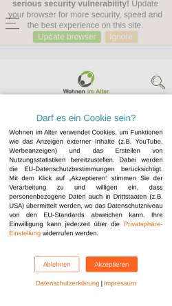 Vorschau der mobilen Webseite www.wohnen-im-alter.de, Datenbank der Altenheime und Pflegeheime im Saarland