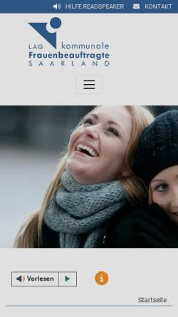 Vorschau der mobilen Webseite www.frauenbeauftragte-saarland.de, LAG Landesarbeitsgemeinschaft kommunale Frauenbeauftragte