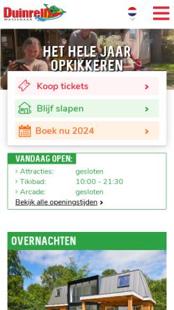 Vorschau der mobilen Webseite www.duinrell.nl, Urlaubs- und Vergnügungspark Duinrell