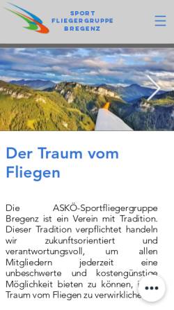 Vorschau der mobilen Webseite www.fliegen-bregenz.at, ASKÖ Sportfliegergruppe Bregenz