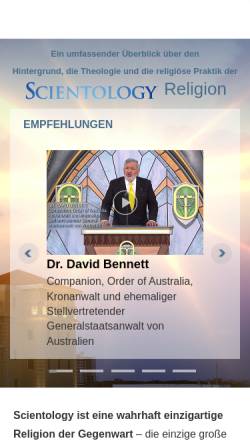 Vorschau der mobilen Webseite www.scientologyreligion.de, Scientology - Antworten und Lösungen