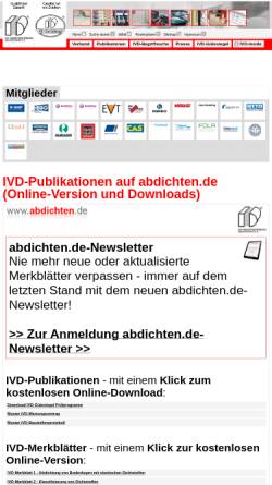 Vorschau der mobilen Webseite www.ivd-ev.de, Industrieverband Dichtstoffe e.V.