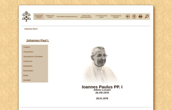Vorschau von www.vatican.va, Der Heilige Vater Johannes Paul I
