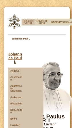 Vorschau der mobilen Webseite www.vatican.va, Der Heilige Vater Johannes Paul I