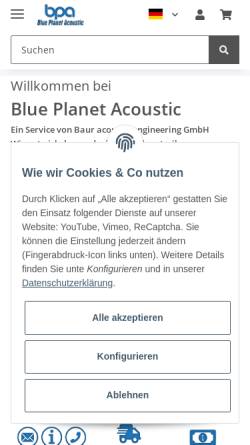 Vorschau der mobilen Webseite www.oaudio.de, Oaudio-Blue Planet Acoustic