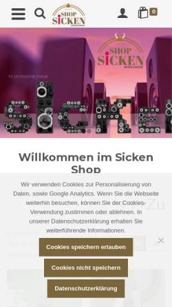 Vorschau der mobilen Webseite www.sickenshop.de, Trans-Western-Goods