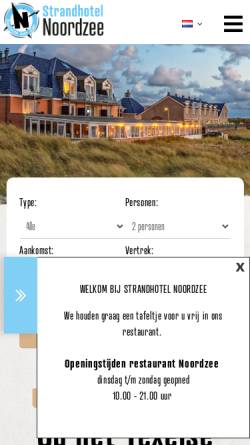 Vorschau der mobilen Webseite www.noordzee.nu, Strandhotel Noordzee
