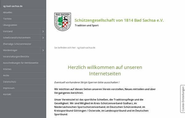 Vorschau von www.sg-bad-sachsa.de, Schützengesellschaft von 1814 Bad Sachsa e.V.