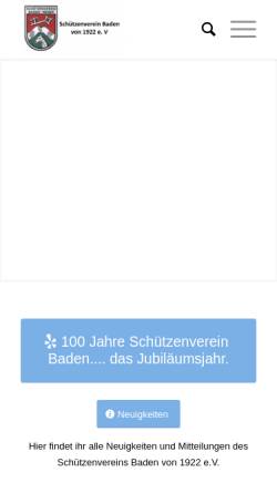Vorschau der mobilen Webseite www.schuetzenverein-baden.de, Schützenverein Baden von 1922 e.V.