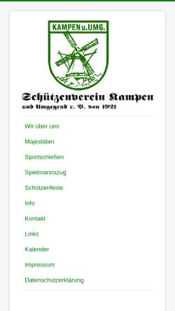 Vorschau der mobilen Webseite www.sv-kampen.de, Schützenverein Kampen und Umgegend e.V. von 1921