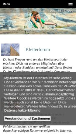 Vorschau der mobilen Webseite www.extremklettern.de, Extremklettern.de - Klettern im Internet