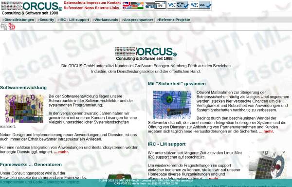 Homepage ORCUS GmbH