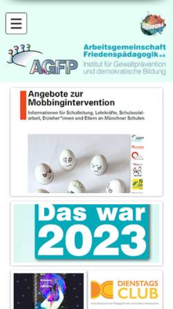 Vorschau der mobilen Webseite www.agfp.de, Arbeitsgemeinschaft Friedenspädagogik e.V. (AGFP)