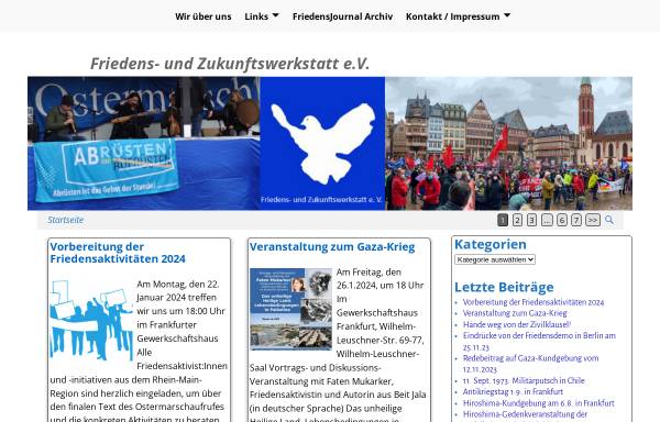 Vorschau von www.frieden-und-zukunft.de, Friedens- und Zukunftswerkstatt e. V.