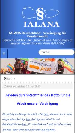 Vorschau der mobilen Webseite www.ialana.de, ialana.de