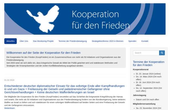 Vorschau von www.koop-frieden.de, Kooperation für den Frieden