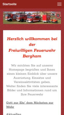 Vorschau der mobilen Webseite www.feuerwehr-bergham.de, Freiwillige Feuerwehr Bergham