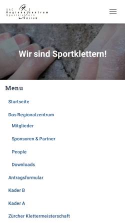 Vorschau der mobilen Webseite www.regionalzentrum.ch, SAC Regionalzentrum Sportklettern Ostschweiz