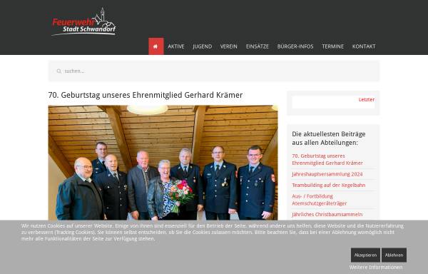 Vorschau von www.ffschwandorf.de, Freiwillige Feuerwehr