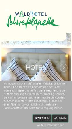 Vorschau der mobilen Webseite www.schwefelquelle.de, Waldhotel Schwefelquelle