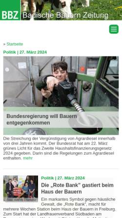Vorschau der mobilen Webseite www.badische-bauern-zeitung.de, Badische Bauern Zeitung