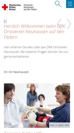 Vorschau der mobilen Webseite www.drk-neuhausen.de, DRK - Ortsverein Neuhausen