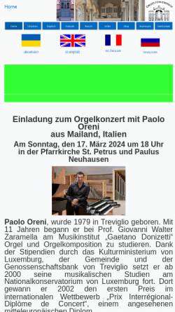 Vorschau der mobilen Webseite www.walcker-orgel-neuhausen-filder.de, Walcker-Orgel-Neuhausen-Filder