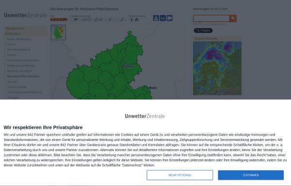 Vorschau von www.unwetterzentrale.de, Unwetter- und Sturmwarnungen