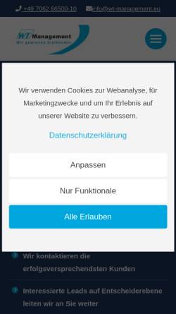 Vorschau der mobilen Webseite wt-management.de, WT Management - Werner Tautz