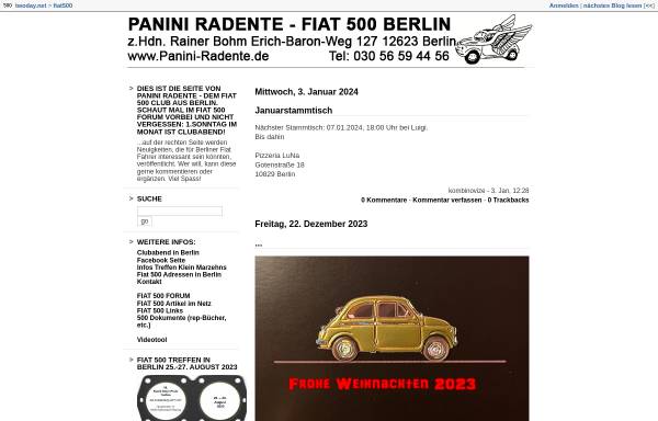 Vorschau von fiat500.twoday.net, Panini Radente Fiat 500 Berlin e.V.