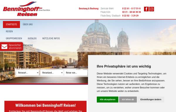 Vorschau von www.benninghoff-reisen.de, Benninghoff Reisen GmbH