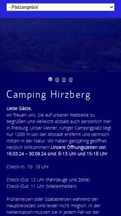 Vorschau der mobilen Webseite www.freiburg-camping.de, Hirzberg Camping