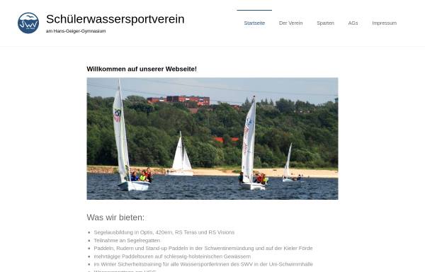 Vorschau von www.swv.lsv-sh.de, Schülerwassersportverein am Hans-Geiger-Gymnasium von 1976 e.V. - Kiel