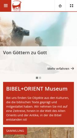 Vorschau der mobilen Webseite www.bible-orient-museum.ch, Freiburg, Bibel und Orient Museum