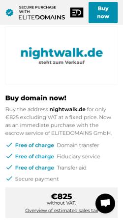 Vorschau der mobilen Webseite nightwalk.de, Nightwalk.de
