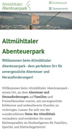 Vorschau der mobilen Webseite www.altmuehltaler-abenteuerpark.de, Altmühltaler Abenteuerpark
