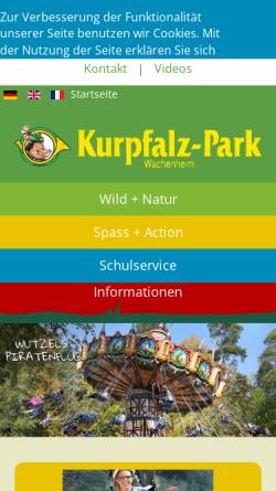 Vorschau der mobilen Webseite www.kurpfalz-park.de, Kurpfalz-Park Wachenheim