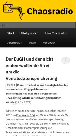 Vorschau der mobilen Webseite chaosradio.ccc.de, Chaosradio