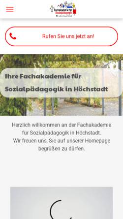 Vorschau der mobilen Webseite www.fachakademie-hoechstadt.de, Fachakademie für Sozialpädagogik Höchstadt