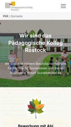 Vorschau der mobilen Webseite www.kolleg-rostock.de, Pädagogisches Kolleg Rostock GmbH