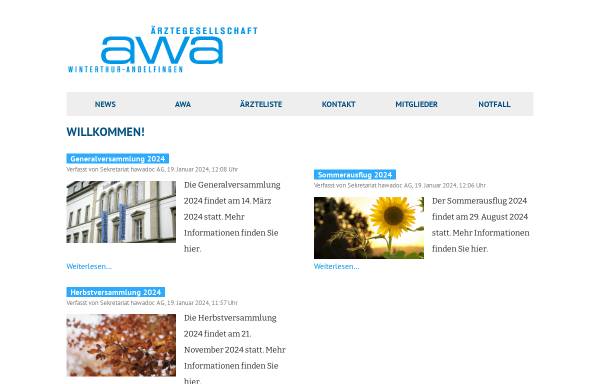 Vorschau von www.awanet.ch, Ärztegesellschaft Winterthur und Andelfingen