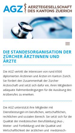 Vorschau der mobilen Webseite www.aerzte-zh.ch, Ärztegesellschaft Zürich