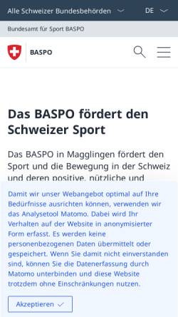 Vorschau der mobilen Webseite www.baspo.admin.ch, Bundesamt für Sport (BASPO)