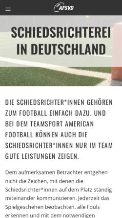 Vorschau der mobilen Webseite afsvd.de, AFSVD - American Football Schiedsrichter Vereinigung Deutschland