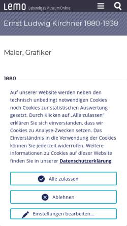Vorschau der mobilen Webseite www.dhm.de, Kirchners Lebenslauf