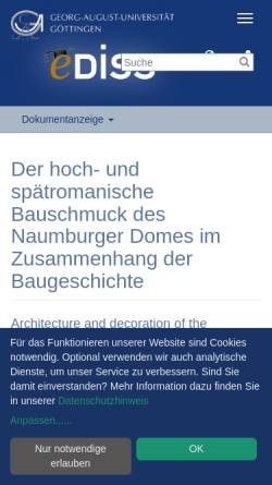Vorschau der mobilen Webseite ediss.uni-goettingen.de, Der hoch- und spätromanische Bauschmuck des Naumburger Domes im Zusammenhang der Baugeschichte