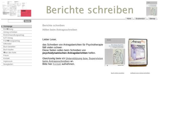 Vorschau von www.berichte-schreiben.de, Gutachtenhilfe für Psychotherapeuten