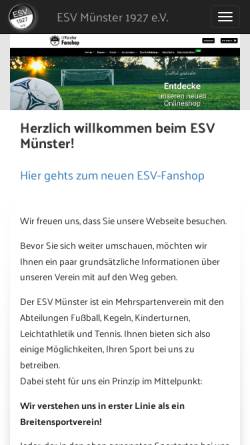 Vorschau der mobilen Webseite esv-muenster.de, Eisenbahner Sportverein Schwarz-Weiß Münster 1927 e.V.